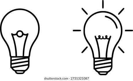 Ilustraciones de bombillas minimalistas que transmiten ideas creativas e inspiradoras