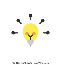 Minimalist lightbulb vector icon with glowing rays symbolizing an idea, creativity, or innovation. Ideal for tech presentations, business plans, and marketing materials.