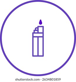 Minimalist lighter icon design illustration in purple and white color scheme