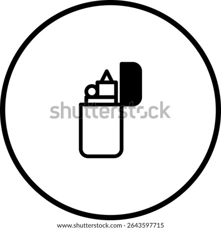 Minimalist Lighter Icon Design: Simple Vector Illustration in Circular Frame