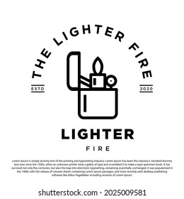 minimalist lighter logo outline style design. Simple logo for stamp, label and others