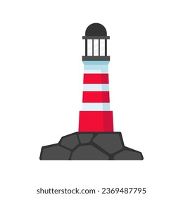Minimalist Lighthouse: Captivating Flat Vector Illustration