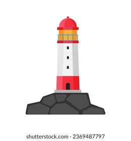 Minimalist Lighthouse: Captivating Flat Vector Illustration