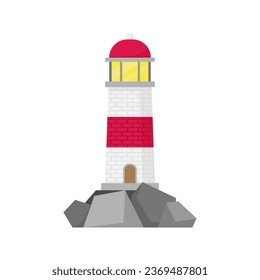 Minimalist Lighthouse: Captivating Flat Vector Illustration
