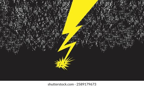 Minimalist Lightning Bolt Illustration – Thunderstorm Concept in Black and Yellow