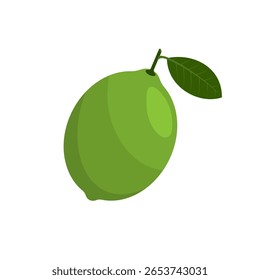 Fruta de limão minimalista com folha verde sobre fundo branco, estilo moderno limpo ideal para vida saudável, cítricos ou temas orgânicos.