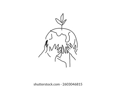  minimalist line abstract illustration symbolizing Earth Day