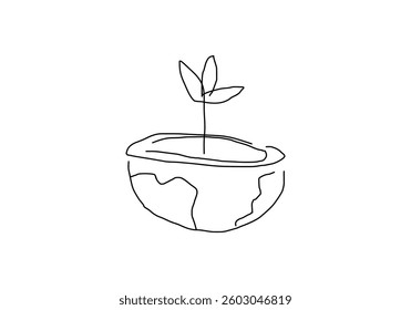  minimalist line abstract illustration symbolizing Earth Day