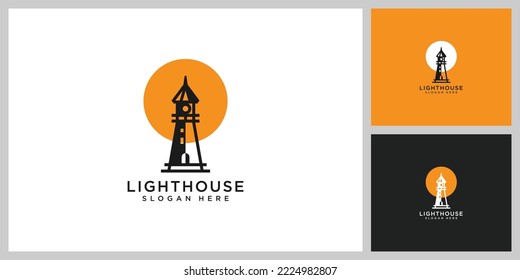 Minimalist line abstract lighthouse logo design