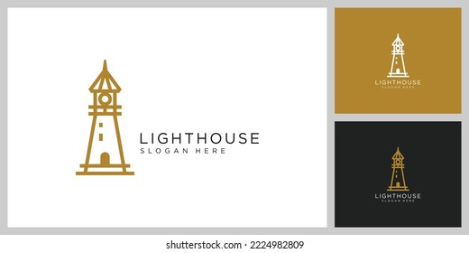 Minimalist line abstract lighthouse logo design