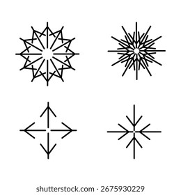 Minimalistische Linie Pfeile Symbol gesetzt, Vektor verschiedene Pfeillinien Symbole in dünnen Linie Stil. bearbeitbarer schwarzer Strich