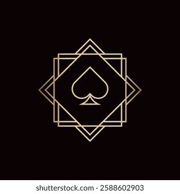 Minimalist Line Art Ace Spade for Game Card Poker Club logo design