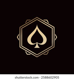 Minimalist Line Art Ace Spade for Game Card Poker Club logo design