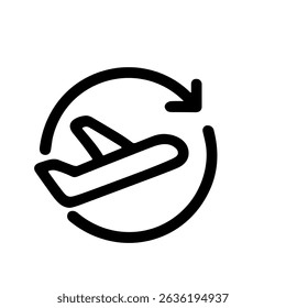 Minimalist Line Art Airplane Return Flight Travel Transportation Icon Symbol