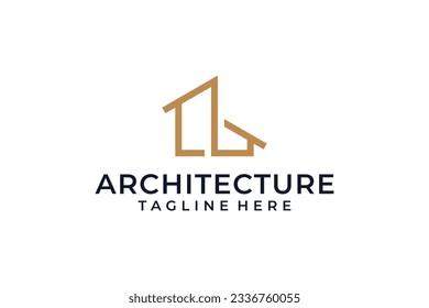 Minimalist line art architecture logo design