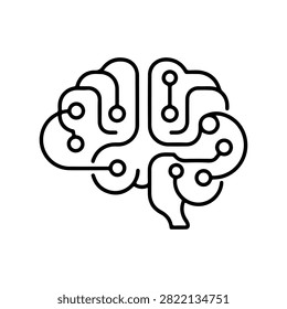 Minimalist Line Art Artificial Intelligence Brain Illustration