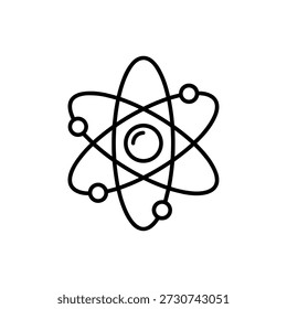Minimalist Line Art Atom Model with Orbiting Electrons Science Element