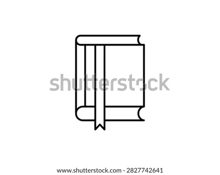 Minimalist line art book icon with ribbon bookmark for education and literature