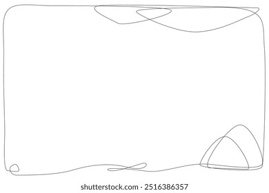 Minimalist Line Art Border Frame Sketch Silhouette. Simple Outline Curve Line Frame Border Blank Layout Template. One Continuous Line Horizontal Billboard Frame Border