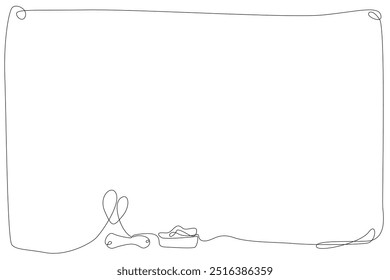 Minimalist Line Art Border Frame Sketch Silhouette. Simple Outline Curve Line Frame Border Blank Layout Template. One Continuous Line Horizontal Billboard Frame Border