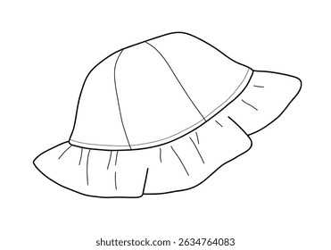 Minimalist line art of a bucket hat. Summer headwear icon, perfect for logo design, web icons, fashion branding, and seasonal accessories illustrations.