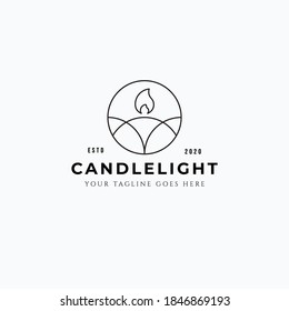 minimalist line art candle fit for aromatic spa logo vector illustration design