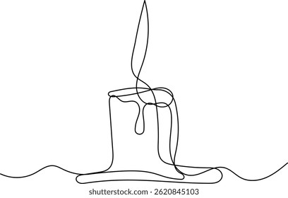 Minimalist Line Art Candle with Flame	