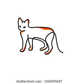 minimalist line art cat logo designs vector, colorful animal logo designs concept