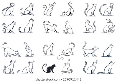 Minimalist Line Art Cat Silhouette – Elegant Pet Vector Illustration for Stickers and Merch