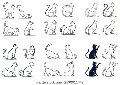 Minimalist Line Art Cat Silhouette – Elegant Pet Vector Illustration for Stickers and Merch