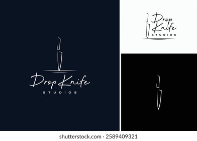 Minimalist Line Art of Chef Knife for Food Kitchen Restaurant Cuisine logo design