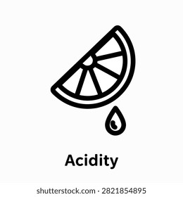 Minimalist line art of citrus slice with dripping acid symbol