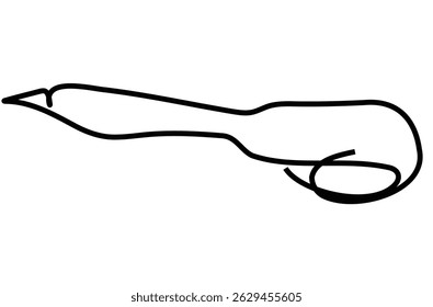 Minimalist line art of a clarinet. Simple black outline on white background. Clean, modern design. Music instrument illustration. with intricate details and high visual appeal.