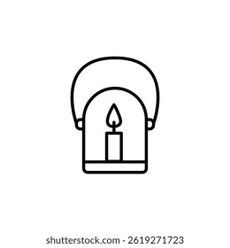 Minimalist line art of a classic lantern with a lit candle inside