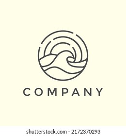 Minimalist Line Art Coastal Logo Illustration Design