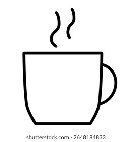Minimalist line art coffee cup icon ideal for cafe branding, menus, and graphic designs.