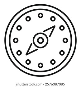 Minimalist line art compass pointing northeast and southwest, symbolizing navigation, direction, and exploration 