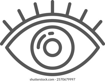 Minimalist line art depicting an eye, symbolizing sight, attention, and awareness, suitable for various design projects related to vision care, creativity, or surveillance