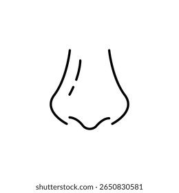 Linha De Arte Minimalista Representando Um Nariz Humano Em Fundo Branco