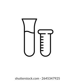 Linha de arte minimalista retratando o laboratório de ciência tubos de teste equipamento