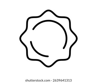 Minimalist line art depicting a stylized sun or flower. Clean and modern aesthetic, suitable for logo design, icons, or abstract backgrounds. Versatile for various creative projects.