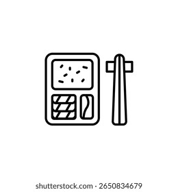 Linha de Arte Minimalista Representando Sushi Refeição Com Pregadores Em Transparente