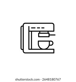 Minimalist Line Art Depiction Of An Automatic Coffee Maker Device