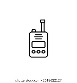 Minimalist line art depiction of a handheld communication device or walkie talkie