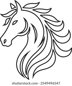 Projeto de ilustração da arte da linha do vetor do cavalo.