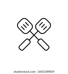 Minimalist Line Art Depiction Of Kitchen Spatulas Crossed On Transparent