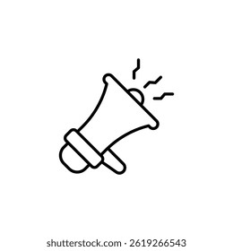 Minimalist line art depiction of a megaphone communication and announcement
