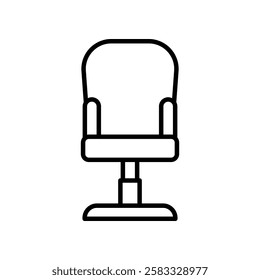 Minimalist Line Art Depiction of a Salon Chair Isolated on White Background
