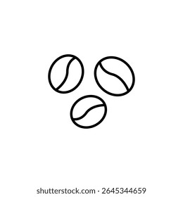 Representação De Arte Em Linha Minimalista De Três Grãos De Café Em Superfície Transparente