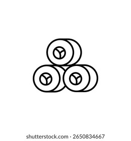 Representação De Arte Em Linha Minimalista De Três Feixes De Feno Circulares Empilhados